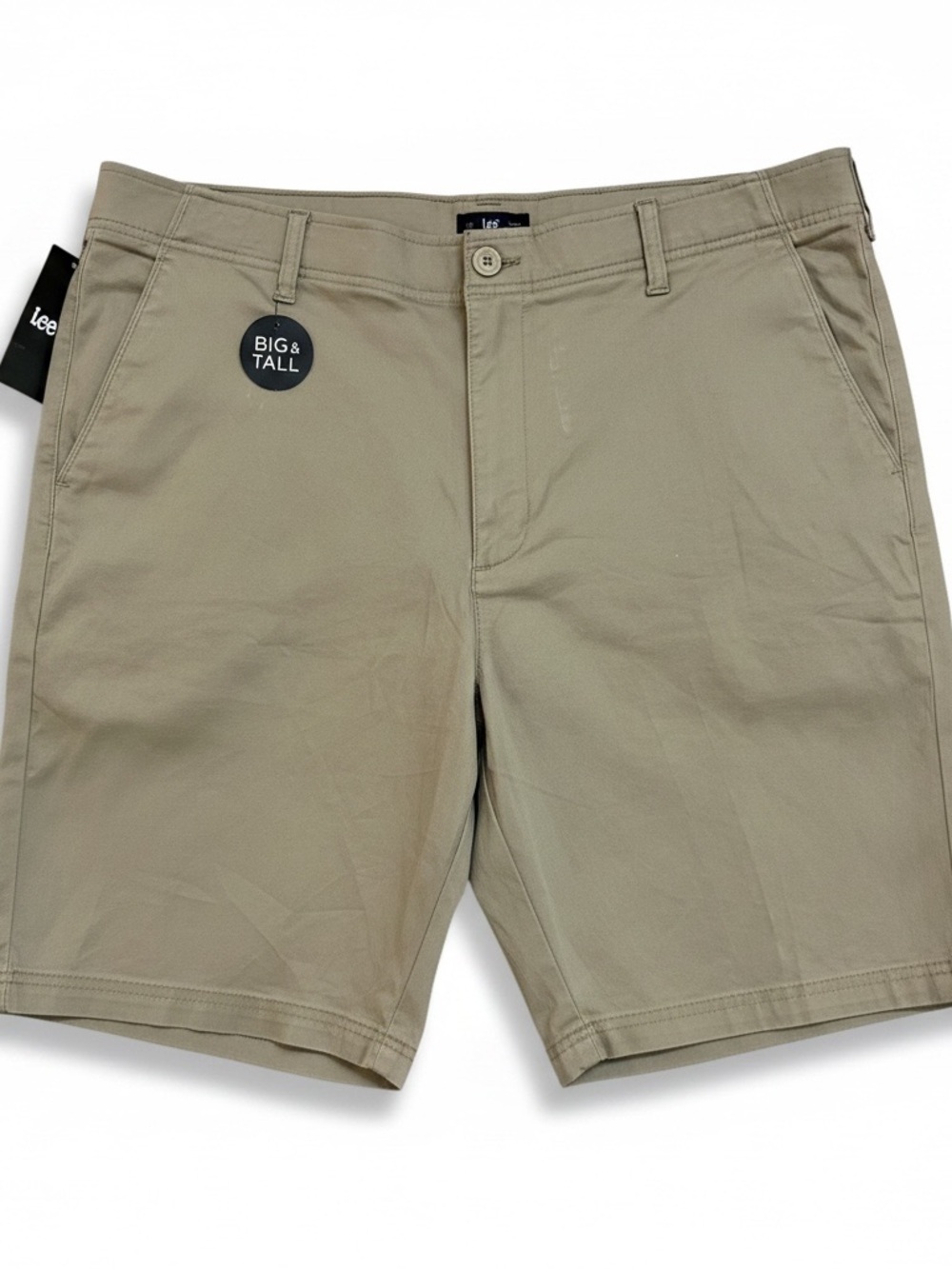 Lee Men's Flat Front Extreme Motion Shorts Khaki Big & Tall 10” NWT Size 44